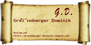 Grünsberger Dominik névjegykártya
